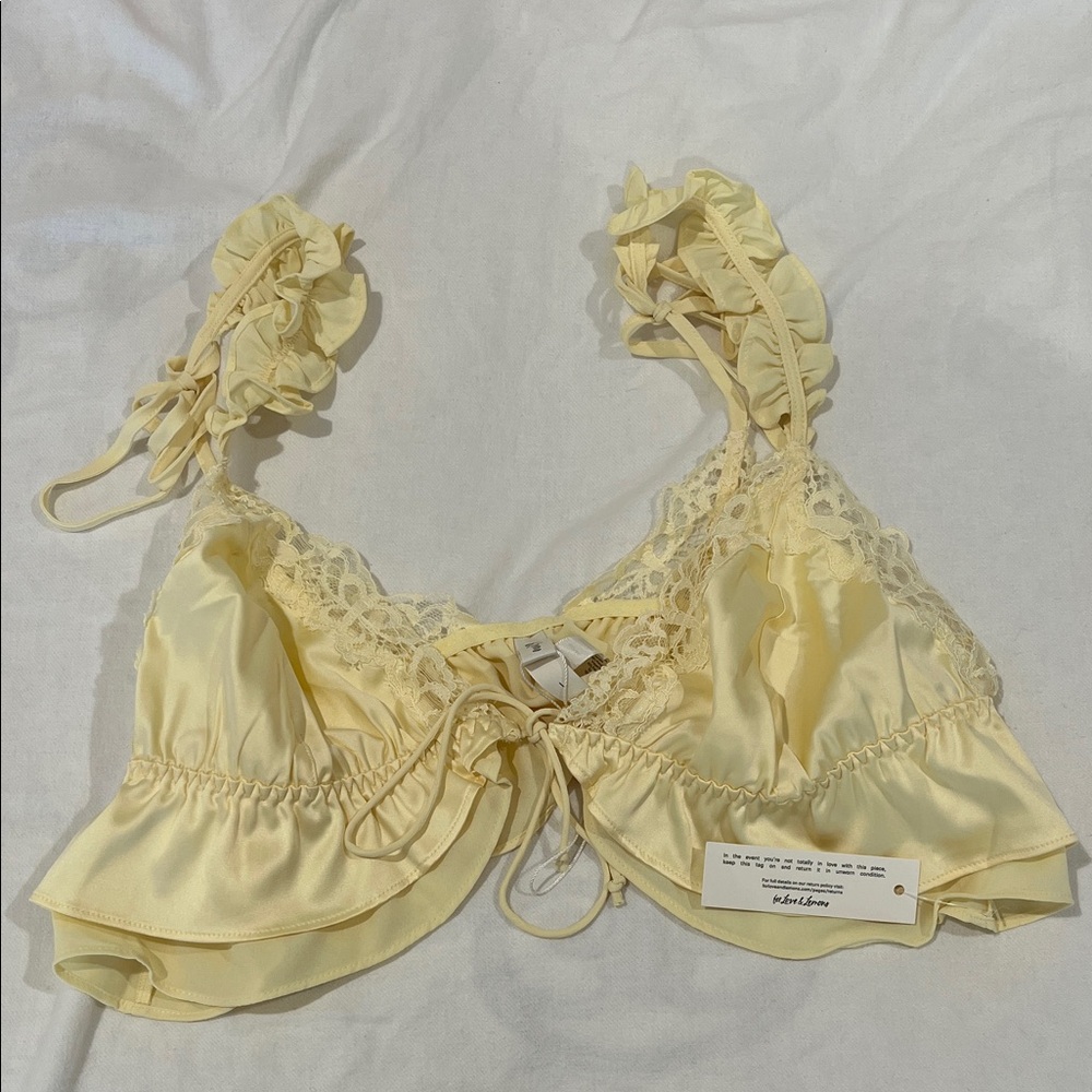For Love And Lemons Yellow Lace Bralette